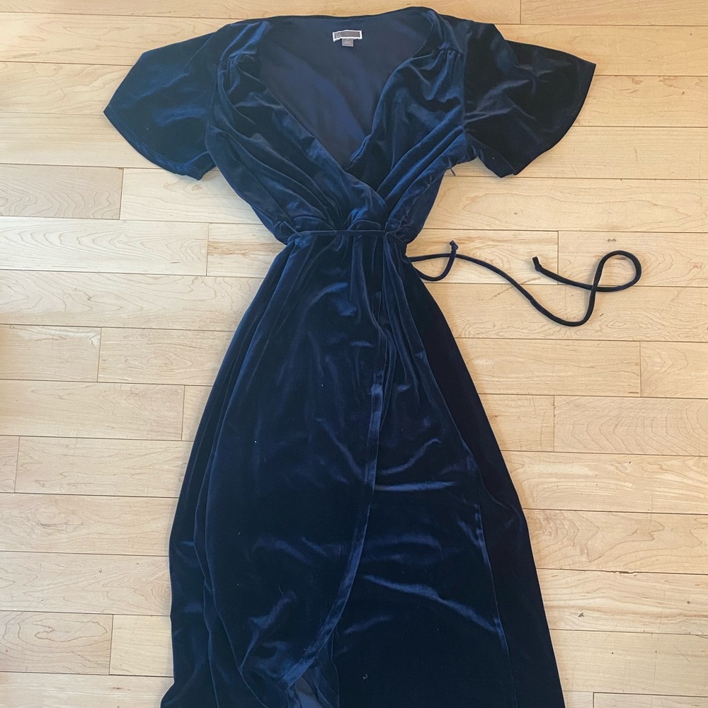 Blue Velvet Wrap Dress